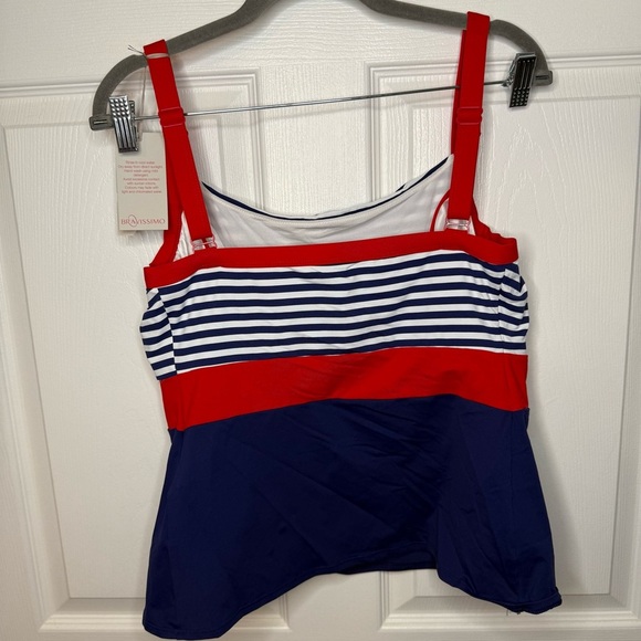 Bravissimo Red White Blue Color Block Tankini Top with Underwire Size 34HH NWT - Picture 4 of 11